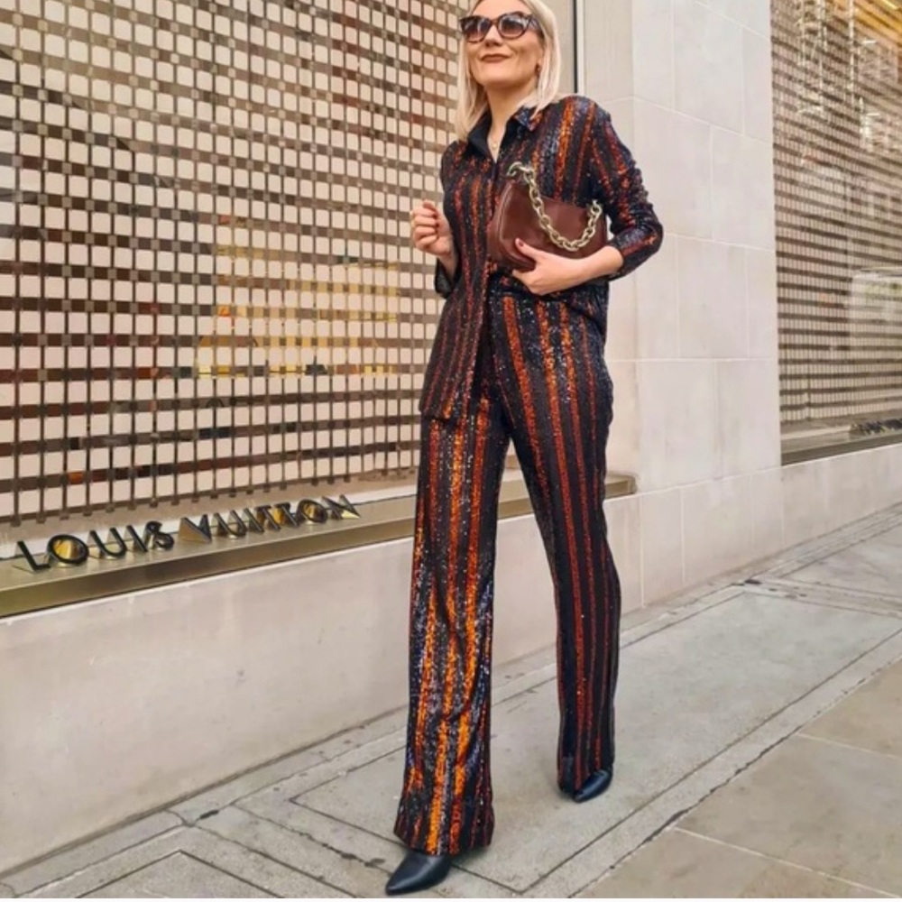 Zara Sequin The Abbey Flared Pant